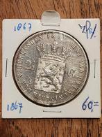 rijksdaalder Willem III 1867 zfr, Postzegels en Munten, Munten | Nederland, Koning Willem III, Zilver, Ophalen of Verzenden, Losse munt