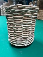 Rieten bloembak op wielen kleur naturel, Mand, Rond, Nieuw, Ophalen of Verzenden