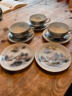 Vintage Japans Kutani Eierschaal Porselein Kop Schotel Set, Antiek en Kunst, Ophalen of Verzenden