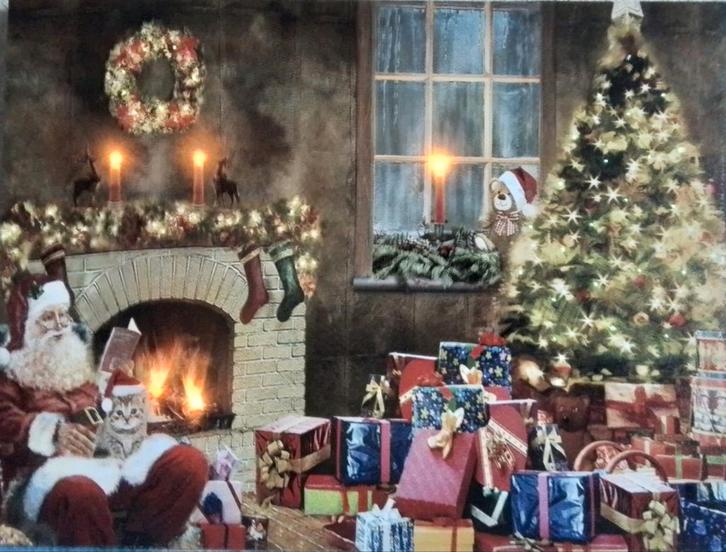 Gezellig kerst schilderij met led-lampjes, Diversen, Kerst, Ophalen
