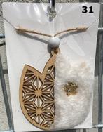 HOUT DECO HANGER NR 31 t/m 35 HOUT met GOUD en PLUCHE NIEUW, -, -, Nieuw, Ophalen of Verzenden