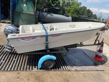  bijboot Terhi micro fun + 6 pk 4 takt + trailer consoleboot beschikbaar voor biedingen