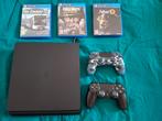 PS4 Slim 1TB + 2 Controllers + 3 Games, Spelcomputers en Games, Spelcomputers | Sony PlayStation 4, Ophalen, Met 2 controllers