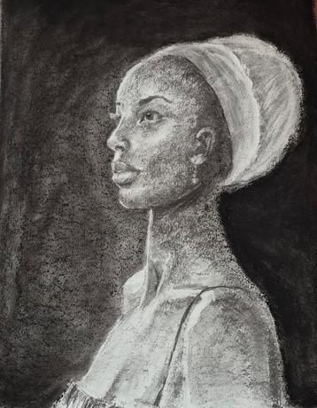 Houtskool Portret - 50x60 cm beschikbaar voor biedingen