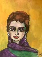 Aquarel ala Kees van Dongen, eigen werk, Antiek en Kunst, Ophalen of Verzenden