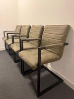 4 groene eetkamerstoelen met armleuningen (licht beschadigd), Huis en Inrichting, Stoelen, Ophalen, Gebruikt, Overige kleuren
