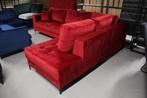 Chique bank hoekbank lounge velvet velours rood bankstel, Ophalen, 250 tot 300 cm, Hoekbank, Zo goed als nieuw