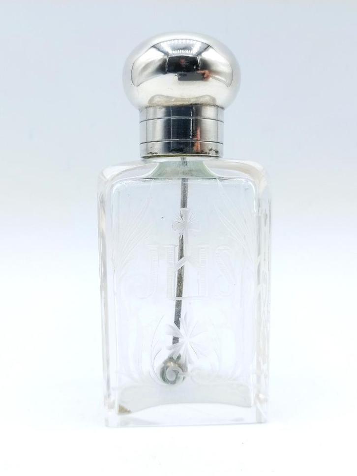 Holy water flesje met zilveren dop, Praag, 19e eeuws, Antiek en Kunst, Antiek | Goud en Zilver, Zilver, Verzenden