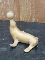 Vintage Messing Zeehond met Bal, Ophalen of Verzenden