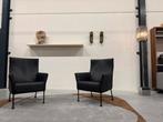 2 Nieuwstaat Montis Charly Fauteuils zwart leer Design stoel, Nieuw, Ophalen of Verzenden, Montis, 50 tot 75 cm