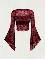 Nieuw Gotische Vintage Longsleeve Croptop - Bordeaux, Maat S, Nieuw, Ophalen of Verzenden, Vintage, Lange mouw