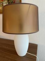 Schermlamp / Tafellamp wit met bruin, Ophalen, Gebruikt, Rond, 50 cm of meer