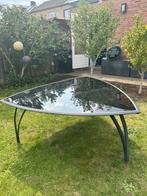 driehoekige tuintafel met gat voor parasol, Ophalen, Zo goed als nieuw, Rechthoekig, Overige materialen