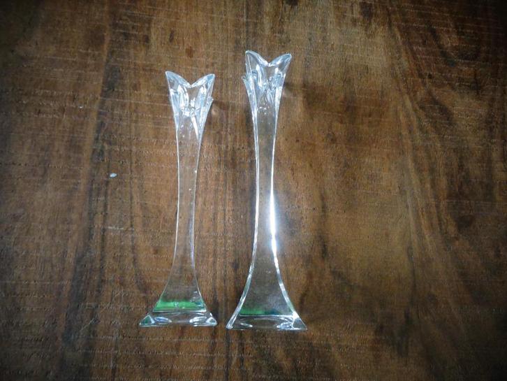 Nachtmann kristallen kandelaars, 2 stuks hoogte 22 + 19 cm., Antiek en Kunst, Antiek | Glas en Kristal, Ophalen of Verzenden