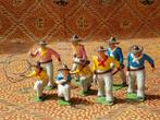 Acht cowboys mooi oud speelgoed uit Engeland van tin.