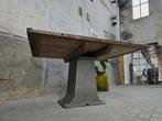 Industriële Eettafel Staal Hout | Vintage Tafel Industrieel, Gebruikt, Ophalen of Verzenden, Metaal, Vier personen