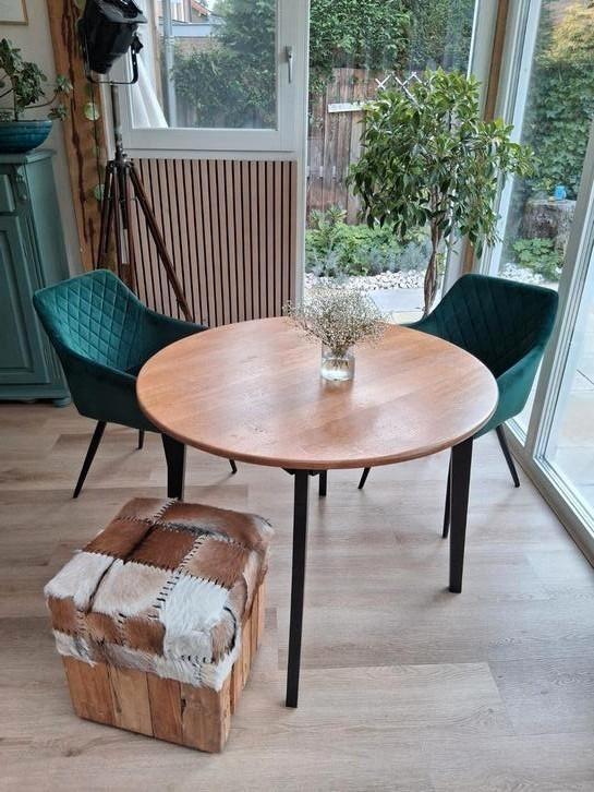 Mooie vernieuwde eiken (eet)tafel, Huis en Inrichting, Tafels | Eettafels, Zo goed als nieuw, 50 tot 100 cm, 100 tot 150 cm, Vier personen