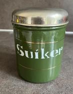 Email voorraadbus donkergroen ‘Suiker’, Antiek en Kunst, Antiek | Emaille, Ophalen of Verzenden