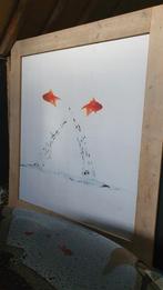 Super groot wanddoek in lijst 213x233, Huis en Inrichting, Ophalen, Gebruikt, Hout, 75 cm of meer