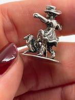 Z386 Prachtig antiek zilveren beeldje vrouw hondje, Antiek en Kunst, Ophalen of Verzenden, Zilver