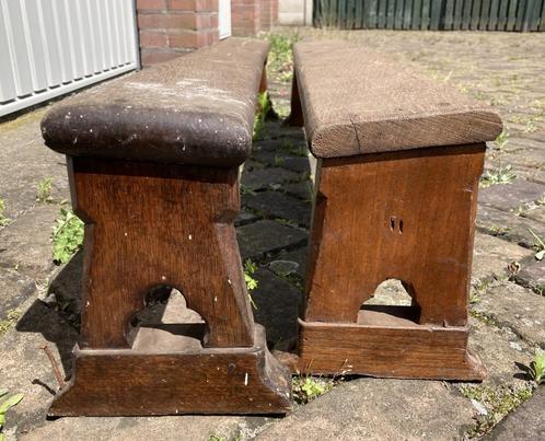 Brocante oud houten kerkbankje - kinderbankje zonder leuning, Antiek en Kunst, Curiosa en Brocante, Ophalen