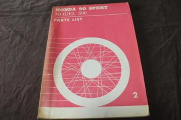 Honda 90 model S90 Sport 1965 motorcycle parts list beschikbaar voor biedingen