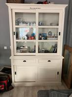 Landelijk houten kast wit/creme doorgeschuurd, Huis en Inrichting, Kasten | Buffetkasten, Ophalen, Gebruikt, 100 tot 150 cm, Glas
