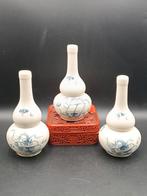 3 Antieke Keramieken Aziatische Kalebas Gourd Flessen 18cmh, Ophalen of Verzenden