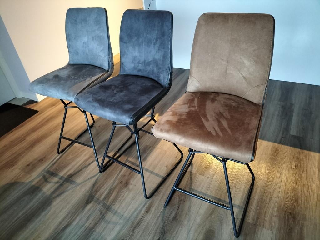 Set van 3 barkrukken - zithoogte 62 cm - merk Xooon, Huis en Inrichting, Barkrukken, Ophalen, Gebruikt, 60 tot 90 cm, Met voetsteun