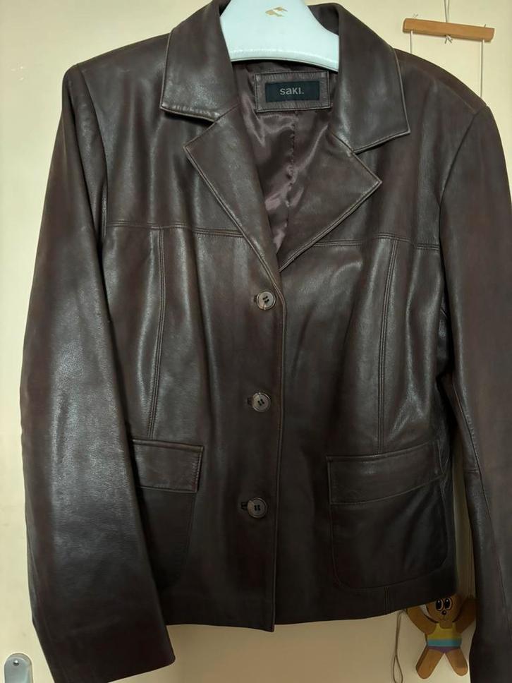 Leren zomer jas, Kleding | Dames, Jasjes, Kostuums en Pakken, Gedragen, Jasje, Maat 46/48 (XL) of groter, Bruin, Ophalen of Verzenden