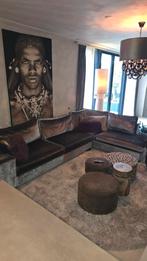 Luxe Hoekbank van Luxury Living - Velours Taupe, Huis en Inrichting, Ophalen of Verzenden, Zo goed als nieuw, Vierpersoons of meer