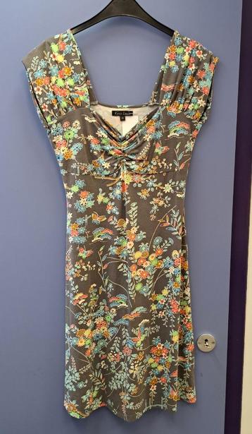 King Louie jurk grijs met gekleurde bloemetjes S/M nr 45961 beschikbaar voor biedingen