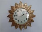 vintage goudkleurige zon grote wandklok, Huis en Inrichting, Woonaccessoires | Klokken, Ophalen of Verzenden, Zo goed als nieuw