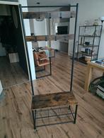 Kapstok met schoenenrek en zitbank – industrieel, Ophalen, Metaal, Staande kapstok, 150 tot 200 cm