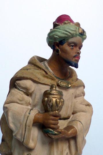 Losse zwarte koning 24 cm beeld uit oude gipsen kerstgroep beschikbaar voor biedingen