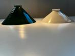2x oude wit & groen lampshade gedubbeld opalineglas lampkap, Ophalen of Verzenden