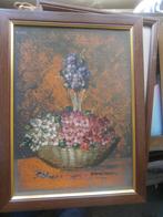 Klein schilderijtje v/e Bloemenmandje STOTZNER, Antiek en Kunst, Ophalen