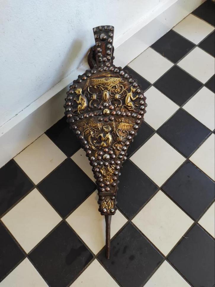 Blaasbalg messing / koper, antiek met cherubijnen, Antiek en Kunst, Antiek | Koper en Brons, Koper, Ophalen of Verzenden