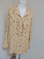 Prachtige vintage Bloemen Blouse maat L met ruches, Ophalen of Verzenden, Zo goed als nieuw, Geel