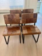 Jess Nelson eetkamer stoelen in bruin leer (4!), Huis en Inrichting, Stoelen, Ophalen, Gebruikt, Bruin, Industrieel design