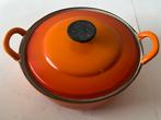 Le creuset 20cm braadpan, Gebruikt, Gietijzer, Ophalen of Verzenden, Keramische plaat