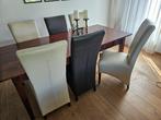 6 leren eetkamerstoelen, Huis en Inrichting, Stoelen, Ophalen, Zo goed als nieuw, Bruin