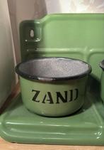 Antiek Emaille Aanrechtbakje Zand Zeep Soda Groen Keuken, Ophalen of Verzenden