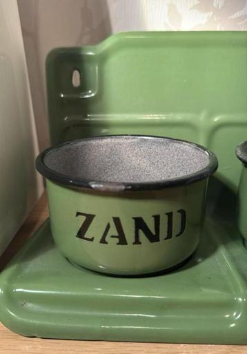 Antiek Emaille Aanrechtbakje Zand Zeep Soda Groen Keuken beschikbaar voor biedingen