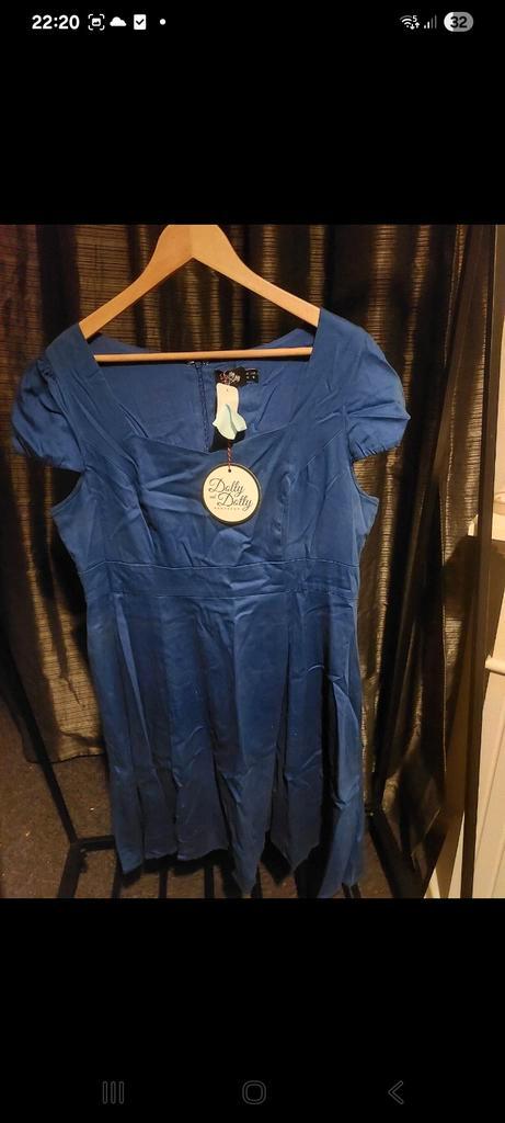 Dolly and Dotty Vintage Jurk - Maat 46 - Nieuw!, Kleding | Dames, Jurken, Nieuw, Maat 46/48 (XL) of groter, Blauw, Ophalen of Verzenden