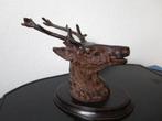 mooie  zware bronze hertenkop 24/17 cm om op te hangen, Ophalen of Verzenden, Brons