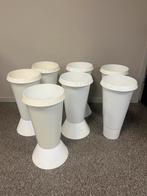 7 Grote witte plastic vazen, Kunststof, Gebruikt, 50 tot 75 cm, Wit
