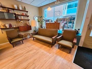 Vintage Loungeset Bank & 2 Fauteuils Fauteuil Bankstel Stoel beschikbaar voor biedingen