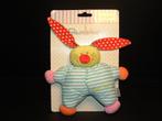 BAMBINO KONIJN KATOEN BLAUW/WIT GESTREEPT MET VELOURS GROEN, Kinderen en Baby's, Speelgoed | Knuffels en Pluche, Ophalen of Verzenden