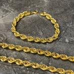 14 karaat gouden zet ketting rope met armband rope schakel, Ophalen of Verzenden, Zo goed als nieuw, Goud
